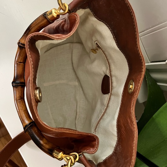 Gucci 2 Way Bag 2 optional handles , bamboo handle, interior clean Vintage 1988 - Picture 15 of 16
